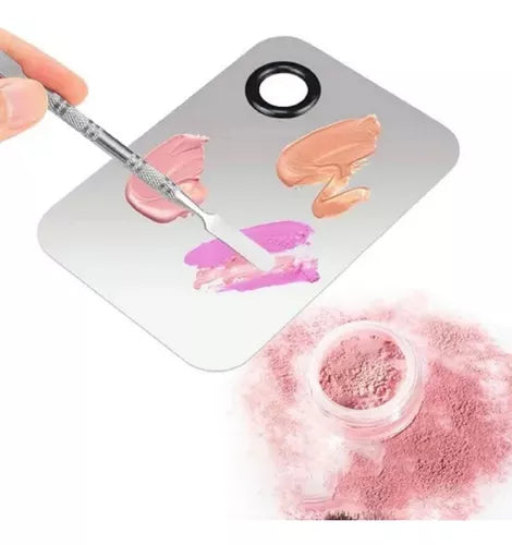 Paleta Acero Inoxidable Para Mezclar Maquillaje Con Espátula