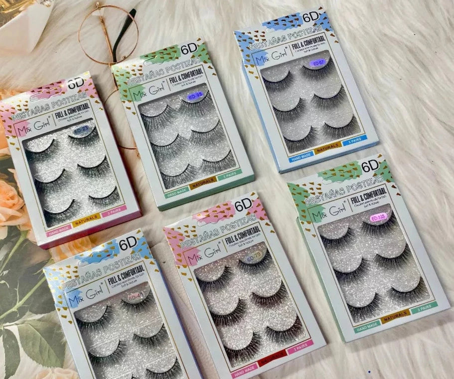 Pestañas 6D Full & Comfortabl (3 pares) | Mix Girl