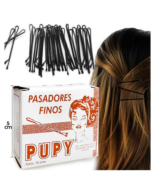 Pasador Negro para Cabello 30pz | Pupy