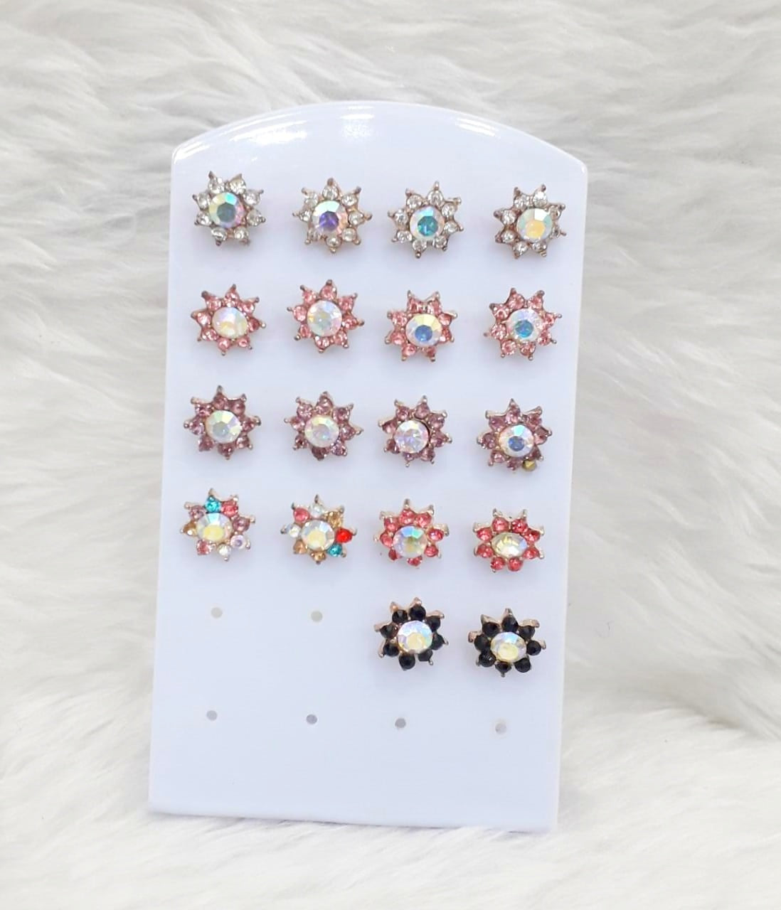 Aretes flor con piedras | Joyeria fina