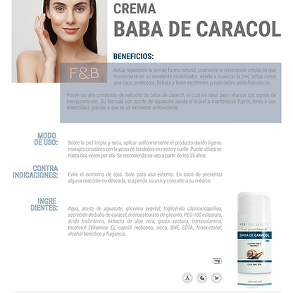 Crema Facial Baba de Caracol | Free Beauty