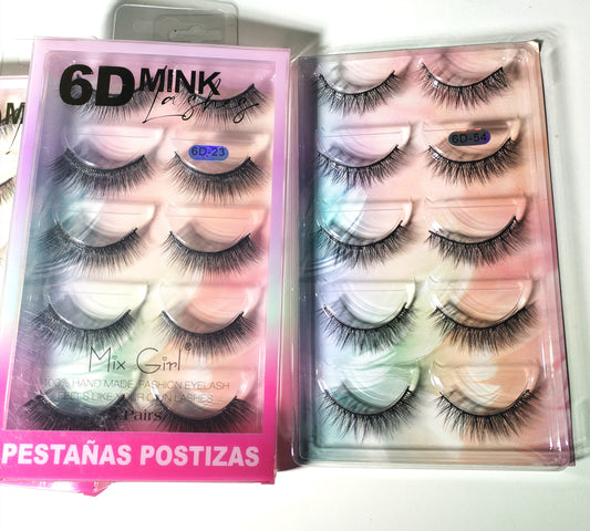 Paquete de 5 pares de Pestañas  6D Mink | Mix Girl