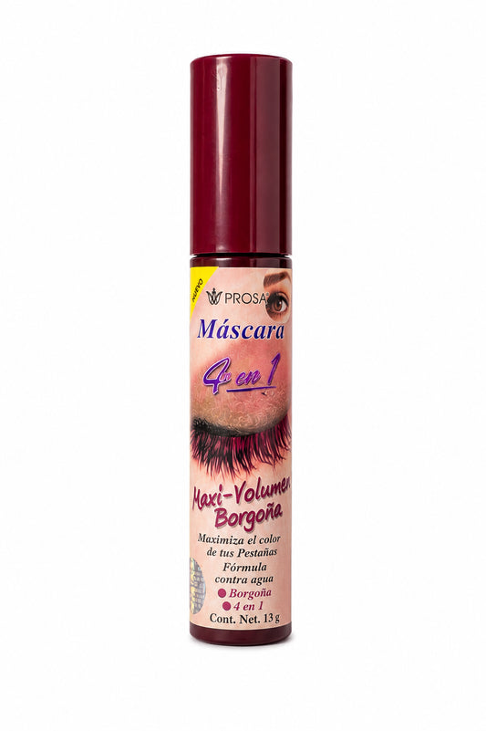 MASCARA DE PESTAÑAS 4 EN 1 MAXI-Volumen Borgoña | PROSA